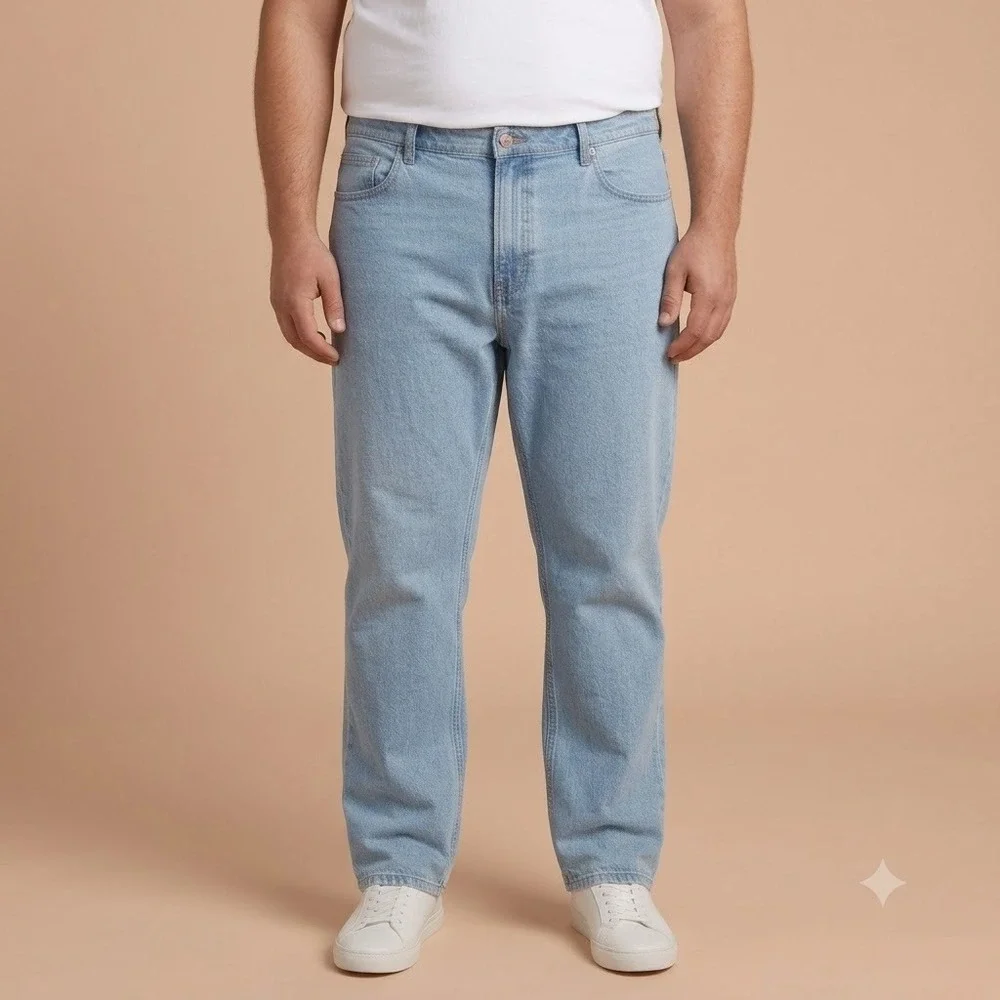 Dockers Jeans Mens 40x32 Light Wash Blue Denim Straight Fit